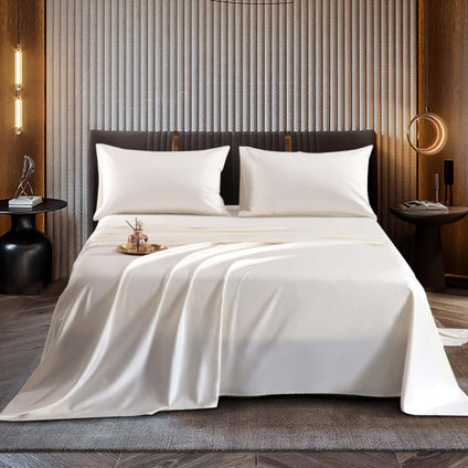Aulaire 100s 4-piece Bedsheet Set. New Cotton in Cream White.