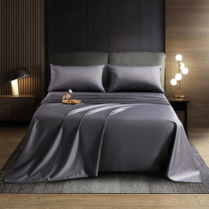 Aulaire 100s 4-piece Bedsheet Set. New Cotton in Mid Grey.