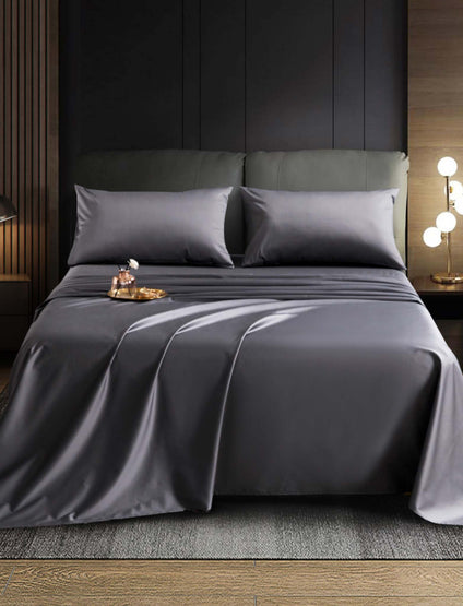 Aulaire 100s 4-piece Bedsheet Set. New Cotton in Mid Grey.