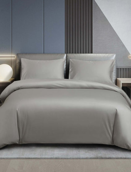 Aulaire 60s 3-piece Duvet Cover and Pillowcase Set. Sateen in Light grey.
