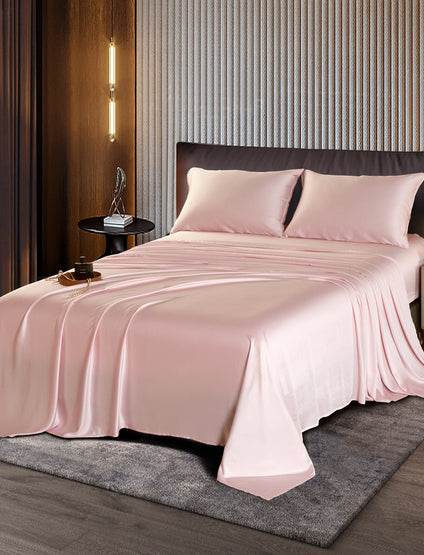 Aulaire bamboo fabric bedsheet set in Soft Pink colour