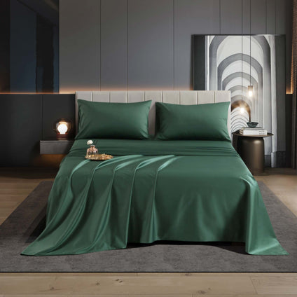 Aulaire 100s 4-piece Bedsheet Set. New Cotton in Olive Green.